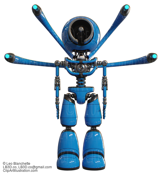 Bot Containing Cable Connector Head And Light Chest Exoshielding And Blue-Eye Cam Cable Tentacles And No Chest Plating And Light Leg Exoshielding. Blue. Front View. #20796