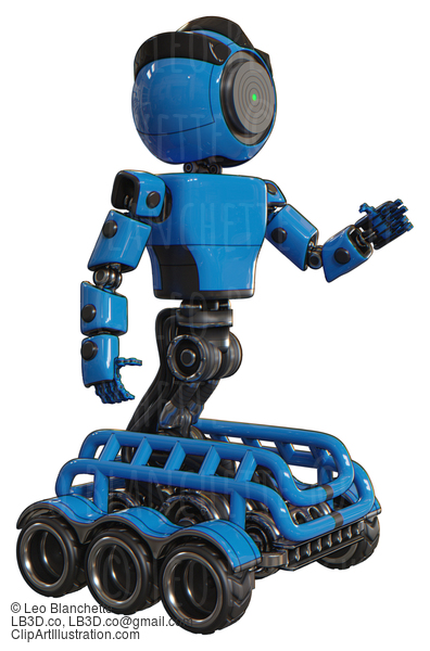 Android Containing Green Dot Eye Corn Row Plastic Hair And Light Chest Exoshielding And Prototype Exoplate Chest And Six-Wheeler Base. Blue. Interacting. #20802