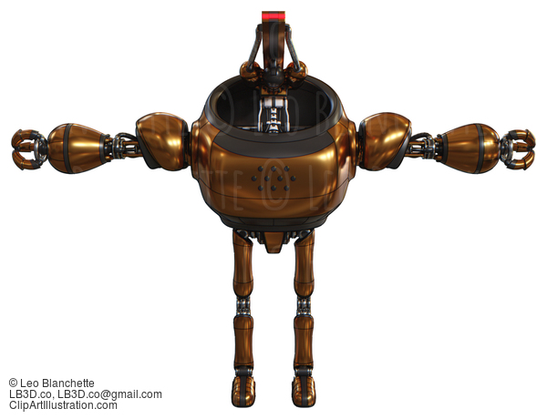 Droid Containing Dual Retro Camera Head And Laser Gun Head And Heavy Upper Chest And Ultralight Foot Exosuit. Copper. T-Pose. #20815