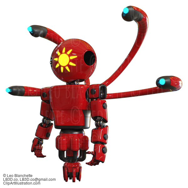 Cyborg Containing Oval Wide Head And Sunshine Patch Eye And Light Chest Exoshielding And Prototype Exoplate Chest And Blue-Eye Cam Cable Tentacles And Jet Propulsion. Red. #20824