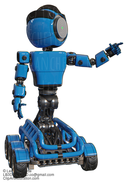 Android Containing Green Dot Eye Corn Row Plastic Hair And Light Chest Exoshielding And Prototype Exoplate Chest And Six-Wheeler Base. Blue. Pointing Left Or Pushing A Button.. #20826