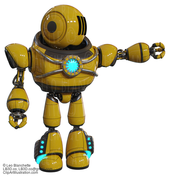 Android Containing Round Head And Three Lens Sentinel Visor And Heavy Upper Chest And Chest Blue Energy Core And Light Leg Exoshielding And Megneto-Hovers Foot Mod. Yellow. #20835