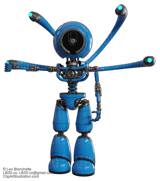 Bot Containing Cable Connector Head And Light Chest Exoshielding And Blue-Eye Cam Cable Tentacles And No Chest Plating And Light Leg Exoshielding. Blue. Arm Out Holding Invisible Object.. #20858