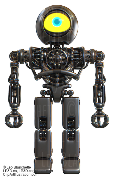 Android Containing Giant Eyeball Head Design And Heavy Upper Chest And No Chest Plating And Prototype Exoplate Legs. Metal. Front View. #20871