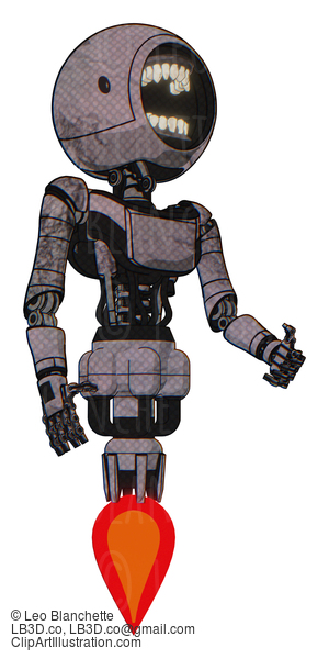 Android Containing Round Head Chomper Design And Light Chest Exoshielding And Ultralight Chest Exosuit And Jet Propulsion. Dark Dirty Scrawl Sketch. Facing Left View. #16695