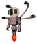 Bot containing old computer monitor and old retro speakers and light chest exoshielding and prototype exoplate chest and blue-eye cam cable tentacles and jet propulsion. Powder pink metal.