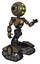 Droid containing round head and green eyes array and head light gadgets and light chest exoshielding and yellow star and tank tracks. Desert tan painted. Interacting.