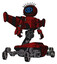Bot containing digital display head and large eye and eye lashes deco and light chest exoshielding and prototype exoplate chest and stellar jet wing rocket pack and insect walker legs.
