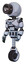Droid containing cable connector head and light chest exoshielding and blue energy core and unicycle wheel. Blue tint toon. Facing right view.
