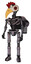 Mech containing bird skull head and red led circle eyes and chicken design and light chest exoshielding and rocket pack and no chest plating and ultralight foot exosuit. Halftone gray.
