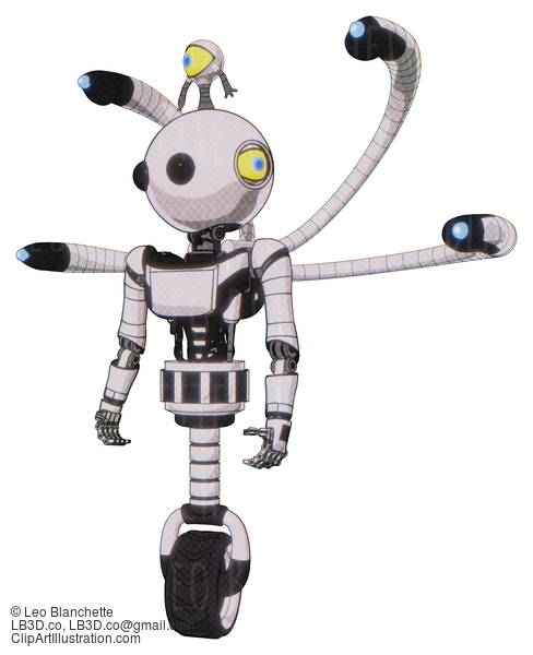 Android Containing Oval Wide Head And Beady Black Eyes And Minibot Ornament And Light Chest Exoshielding And Ultralight Chest Exosuit And Blue-Eye Cam Cable Tentacles And Unicycle Wheel. #16743