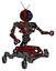 Cyborg containing digital display head and hashtag face and retro antennas and heavy upper chest and no chest plating and insect walker legs. Grunge dots dark red. Interacting.