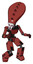 Cyborg containing flat elongated skull head and light chest exoshielding and ultralight chest exosuit and prototype exoplate legs. Light brick red. Fight or defense pose..