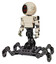 Cyborg containing three led eyes round head and light chest exoshielding and prototype exoplate chest and insect walker legs. Off white toon. Standing looking right restful pose.