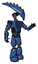 Droid containing flat elongated skull head and light chest exoshielding and prototype exoplate chest and light leg exoshielding. Blue halftone. Interacting.