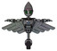 Bot containing grey alien style head and led array eyes and light chest exoshielding and blue energy core and pilot's wings assembly and unicycle wheel. Patent concrete gray metal. T-pose.