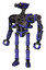 Cyborg containing dual retro camera head and simple blue telescopic eye head and heavy upper chest and no chest plating and ultralight foot exosuit. Primary blue halftone.