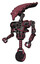 Robot containing flat elongated skull head and heavy upper chest and no chest plating and unicycle wheel. Muavewood halftone. Facing right view.