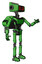 Robot containing dual retro camera head and clock radio head and light chest exoshielding and ultralight chest exosuit and rocket pack and ultralight foot exosuit. Secondary green halftone.