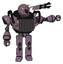Cyborg containing grey alien style head and black eyes and bug antennas and heavy upper chest and chest vents and prototype exoplate legs. Lilac metal. Pointing left or pushing a button..
