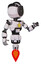 Bot containing green dot eye corn row plastic hair and light chest exoshielding and yellow star and jet propulsion. White halftone toon. Interacting.