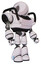 Bot containing round head and heavy upper chest and light leg exoshielding. White halftone toon. Facing left view.