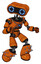 Cyborg containing dual retro camera head and retro 80's head and light chest exoshielding and blue energy core and light leg exoshielding and spike foot mod. Secondary orange halftone.