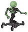 Bot containing dots array face and heavy upper chest and no chest plating and insect walker legs. Green tint toon. Interacting.