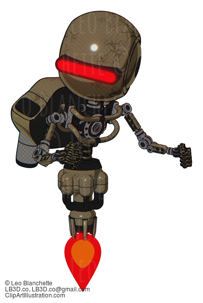 Android Containing Round Head And Horizontal Red Visor And Light Chest Exoshielding And Rocket Pack And No Chest Plating And Jet Propulsion. Desert Tan Painted. Fight Or Defense Pose.. #16961