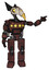 Mech containing bird skull head and big yellow eyes and robobeak design and light chest exoshielding and yellow chest lights and rocket pack and prototype exoplate legs. Steampunk copper.