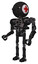 Bot containing round head and first aid emblem and heavy upper chest and no chest plating and ultralight foot exosuit and cat face. Toon black scribbles sketch. Facing right view.