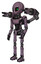 Bot containing grey alien style head and green inset eyes and light chest exoshielding and ultralight chest exosuit and minigun back assembly and ultralight foot exosuit. Lilac metal.