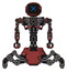 Automaton containing digital display head and x face and heavy upper chest and no chest plating and insect walker legs. Grunge matted orange. Front view.