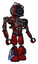Bot containing digital display head and stunned expression and led and protection bars and heavy upper chest and no chest plating and light leg exoshielding and megneto-hovers foot mod.