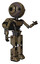 Bot containing round head and maru eyes and head light gadgets and light chest exoshielding and ultralight chest exosuit and rocket pack and prototype exoplate legs. Desert tan painted. Interacting.