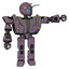 Bot containing grey alien style head and blue grate eyes and bug antennas and heavy upper chest and heavy mech chest and green cable sockets array and prototype exoplate legs. Lilac metal.