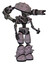Bot containing metal knucklehead design and light chest exoshielding and minigun back assembly and no chest plating and light leg exoshielding and spike foot mod. Dark sketch. Facing left view.