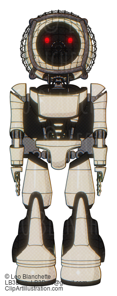 Android Containing Round Barbed Wire Round Head And Light Chest Exoshielding And Ultralight Chest Exosuit And Rocket Pack And Light Leg Exoshielding And Stomper Foot Mod. Off White Toon. Front View. #17153