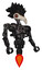 Cyborg containing bird skull head and red line eyes and bird feather design and heavy upper chest and no chest plating and jet propulsion. Clean black. Facing left view.