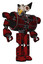 Droid containing bird skull head and red line eyes and robobeak design and heavy upper chest and heavy mech chest and barbed wire chest armor cage and prototype exoplate legs. Grunge dots dark red.