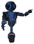 Automaton containing digital display head and three vertical line design and light chest exoshielding and prototype exoplate chest and rocket pack and unicycle wheel. Grunge dark blue.