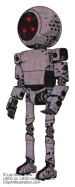 Android Containing Three Led Eyes Round Head And Light Chest Exoshielding And Prototype Exoplate Chest And Ultralight Foot Exosuit. Dark  Ink Dots Sketch. Facing Right View. #17247
