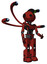 Cyborg containing oval wide head and techno mohawk and light chest exoshielding and ultralight chest exosuit and blue-eye cam cable tentacles and prototype exoplate legs. Cherry tomato red.
