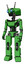 Droid containing dual retro camera head and cyborg antenna head and light chest exoshielding and ultralight chest exosuit and prototype exoplate legs. Secondary green halftone.