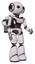 Cyborg containing oval wide head and light chest exoshielding and ultralight chest exosuit and rocket pack and light leg exoshielding. White halftone toon. Facing left view.
