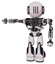 Bot containing round head and three lens sentinel visor and head light gadgets and heavy upper chest and no chest plating and light leg exoshielding and stomper foot mod. White halftone toon.