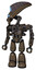 Droid containing flat elongated skull head and visor and heavy upper chest and no chest plating and light leg exoshielding. Light brown halftone. Standing looking right restful pose.