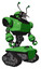Cyborg containing dual retro camera head and shrimp head and heavy upper chest and tank tracks. Secondary green halftone. Facing left view.
