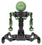 Bot containing dots array face and heavy upper chest and no chest plating and insect walker legs. Green tint toon. Front view.