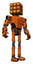 Automaton containing dual retro camera head and cube array head and light chest exoshielding and prototype exoplate chest and ultralight foot exosuit. Secondary orange halftone. Hero pose.